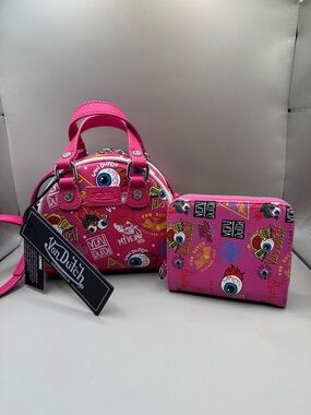 Von Dutch Vibrant Pink Bag and Wallet Duo